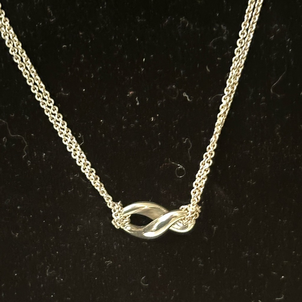 Infinity double chain, Tiffany & Co sterling silver .925 in EUC with Tiffany bag